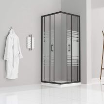 Duschkabine Mit Schiebetüren Eckdusche Mit Rollensystem Aus Teilsatiniertem Esg Glas 190cm Hoch Mit Schwarzen Profilen Dk79 70x80 Cm