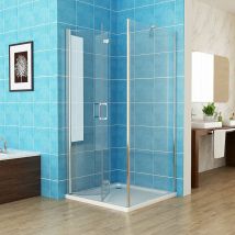 Duschkabine Falttür mit Seitenwand 197cm Höhe Eckeinstieg 180o Duschwand Dusche 6mm nano Glas, Tür 70 x 75 Seitenwand x 197 cm