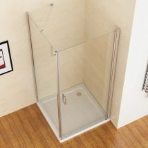 Duschkabine 90x80x195cm Dusche Duschwand 180° Schwingtür mit 80cm Seitenwand Eckeinstieg 6mm nano Glas