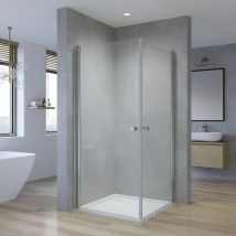 Duschkabine Pendeltüren Eckeinstieg 70 75 80 90 100 cm Dusche Duschwand Duschabtrennung Drehtüre 180° Schwingtür aus 5 mm Sicherheitsglas (ESG) 11.