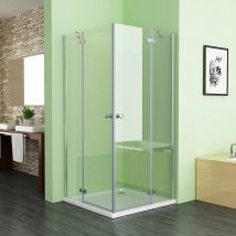 Duschkabine Scharniertür cm Eckeinstieg Dusche Duschabtrennung 5mm esg Glas, Doppelte Tür 90x90x195cm mit Duschwanne