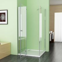 Duschkabine Scharniertür cm Eckeinstieg Dusche Duschabtrennung 5mm ESG Glas, Tür 100 x 75 Seitenwand x195 cm