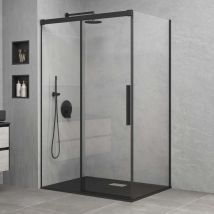 Mai & Mai Duschkabine Schiebetür Dusche 80x100cm 6mm ESG-Sicherheitsglas Duschabtrennung Soft-Close-Mechanismus Seitenanstieg inkl. Duschtasse