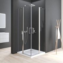 Duschkabine Schwingtür 90x120 cm Eckeinstieg mit Fester 5mm nano Beschichtung esg Glas Drehtür Duschabtrennung Duschwand Höhe 185cm