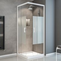 Duschkabine Sunny Eckeinstieg Mit Schiebetüren Von Schulte, 5 Mm Sicherheitsglas (esg) Dekor Dezent Light, Profilfarbe: Alpinweiß, 90 X 90 X 190 Cm