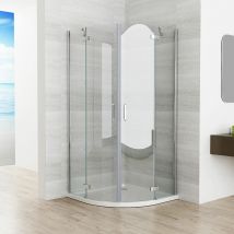Duschkabine Viertelkreis Runddusche Duschabtrennung Falttür 6mm nano Echtglas, 80 x 80 x 195cm mit Duschwanne