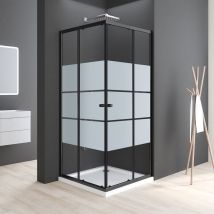 Schwarzer Duschkabine 75x75 Cm Schiebetür Eckeinstieg, Duschkabine 75x75 Cm Eckeinstieg Duschabtrennung Mit 6mm Esg Sicherheitsglas Glas Duschwand, 