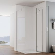 Duschkbaine Eckeinstieg, Duschtür Falttür mit Seitenwand Duschabtrennung Duschwand Eckdusche 6mm esg Glas 100 Tür x 70 Seitenwand x 195cm Höhe Ohne