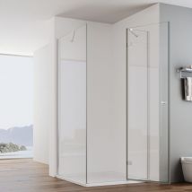 Duschkbaine Eckeinstieg, Duschtür Falttür mit Seitenwand Duschabtrennung Duschwand Eckdusche 6mm esg Glas 75 Tür x 70 Seitenwand x 185cm Höhe Ohne