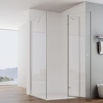Duschkbaine Eckeinstieg, Duschtür Falttür mit Seitenwand Duschabtrennung Duschwand Eckdusche 6mm esg Glas 120 Tür x 90 Seitenwand x 185cm Höhe Inkl