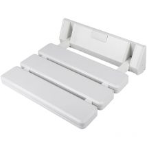 Haloyo - Duschklappsitz für Wandmontage ,Duschstuhl,Duschsitz Klappbar,Belastbar bis 130 kg,für Spa Sauna Balkon Badezimmer,33 x 32 x 5cm, Weiß