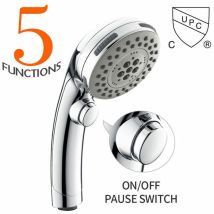 Duschkopf Chrom Mit Stopptaste, Handbrause, 5 Düsen Zur Auswahl, Duschkopf Antikalk Spikes, Universaltyp