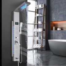 Duschpaneel LED Edelstahl 5 Modi mit Massagedüse Regenfall Wasserfall Dusche Handbrause Wanneneinlauf Gebürstetem Nickel Badezimmer Wandduschpaneel