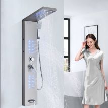 Duschpaneel Regendusche Edelstahl led Duschsäule Duscharmatur Duschsystem Kopfbrause Handbrause Armatur Duschset Gebürstetes Nickel