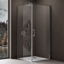 Doporro Duschkabine 70x100x195cm Eckdusche inkl. Duschtasse ESG-Sicherheitsglas Klarglas mit beidseitiger Nano-Beschichtung Hebe- und Senkmechanismus