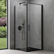 Sogood - doporro Eck-Duschkabine 75x75x195cm Eckdusche in schwarz mit Hebe- und Senkmechanismus ESG-Sicherheitsglas Klarglas inkl. beidseitiger