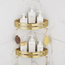 Duschregal Ohne Bohren, Eckregal Für Badezimmer, Badezimmerregal (glänzendes Sandgold, 2 Ebenen)