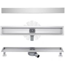 Biubiubath - Duschrinne 90 cm Befliesbar 360 Grad Sehr Flach Edelstahl Bodenablauf Siphon mit Geruchsstop Größen 30cm -100 cm Ablaufrinne für