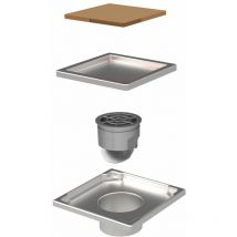 Duschrinne Edelstahl Bodenablauf Ablaufrinne Duschablau flach + Siphon für Bad 110x110mm Beige