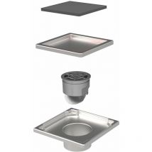 Mert Radiatoren - Duschrinne Edelstahl Bodenablauf Duschablau flach + Siphon für Bad 110x110mm Anthrazit