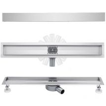 Finmrys - Duschrinne 60 Cm -befliesbar 360° Siphon- Flach Komplettset Mit Gitter Edelstahl Extra Flach Bodenablauf Ebenerdige Dusche