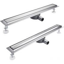 Duschrinne komplettset 80cm, Siphon mit Geruchsstop und Haarsieb Duschrinne Komplettset Edelstahl Bodenablauf für Duschkabine Duschwand - 360 Grad