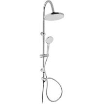 Duschstange mit runder Kopfbrause und verchromter Handbrause – Anti-Kalksystem – 20 cm Durchmesser – 24 Monate Garantie