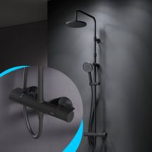 AM.PM Duschsystem Schwarz mit Thermostat 38°C Regendusche Edelstahl Duscharmatur Set, Duschsäule Regendusche, inkl. verstellbar Duschstange F07XA422