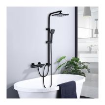 Ubeegol - Trennbar Duschsystem Schwarz mit Wasserfall Badewannenarmatur Duscharmatur Regendusche inkl. Handbrause Überkopfbrause Duschstange Duschset