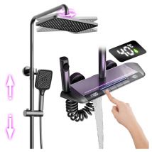 Esip - Duschsäulen mit Thermostat, Digitalanzeige Duschsystem mit Thermostat Messing Duschset Wandmontiert Duschsäule Duschgarnitur mit Regendusche,