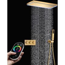 Duschsystem,400x200mm 64-farbiger Led-musik-duschkopf,ganzkörper Duschsystem,decken-regenbrauseset,2-funktions-hauptkörper Mit Warm- Und Kaltwasser,