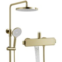 Duschsystem,duschsystem Mit Thermostat,vielseitig Duschset,ausgestattet Mit Runden Kopfbrause,handbrause Und Versteckt Wasserauslass Unten,höhen- Und 