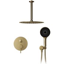 Duschsystem,regenduschkopf 30 X 30 Cm,360° Verstellbarer Regendusche Duschkopf,selbstreinigende Kreisförmiger Hochdruck Duschkopf,gebürstetes Gold 
