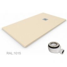 Quarz Duschtasse aus extraflachem Harz, Ventil und Geschenkgitter, Beige Ral. 1015 100X120CM