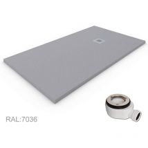 Quarz Duschtasse Aus Extraflachem Harz, Ventil Und Geschenkgitter, Grau Zement Ral. 7037 100x100cm
