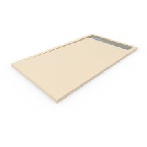 Duschtasse Aus Harz Mit Rahmen Quarz Premium - Ventil Und Geschenkgitter - Beige Ral. 1015 70x90cm
