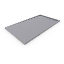 Duschtasse aus Harz mit Rahmen QUARZ PREMIUM - Ventil und Geschenkgitter - Grau Zement Ral. 7037 70X190CM
