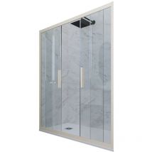 Forte Duschtür Gleittür 170 cm ESG-Klarglas PVC Champagne 200 cm hoch 71 cm Türöffnung Antibakteriell 24 Monate Garantie