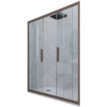 FORTE Duschtür Gleittür 140 cm PVC 6mm ESG-Klarglas Chocolate – Antibakteriell – Lautloses Gleitsystem – Reduzierbar