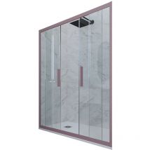 FORTE Duschtür Gleittür 120 cm PVC Klarglas Lavendel – 6 mm ESG – Umkehrbar – Antibakteriell – Wassertolerant – 200 cm Höhe