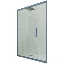 Forte - Duschtür gleittür pvc cm Klarglas Marineblau Deco