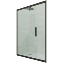 FORTE Duschtür Gleittür 130 cm – ESG-Klarglas 6 mm – Matt-Schwarz – Antibakteriell – Reduzierbar – Lautloses Gleitsystem