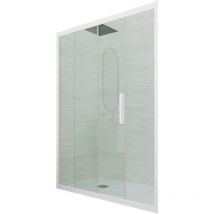 Forte - Duschtür gleittür pvc cm Klarglas Matt-Weiß Deco