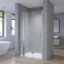 Duschtür Nischentür Faltbar Duschabtrennung Klares Sicherheitsglas Rahmenlos Falttür Mit Festteil Und Eckregale Dusche Duschwand Wandausgleich 20 Mm &