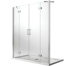 Duschtür saloon Klarglas mit antikalk h 190 mod. Flip Anta + Anta 140 cm
