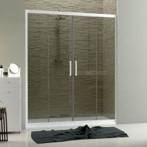 Duschtür Nische in pvc weisses Profil h 200 mod Star 2 Türen 150 cm Klarglas