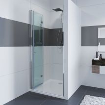 Duschtür Nischentür Drehtür & Falttür Duschkabine Duschwand Duschabtrennung aus 6mm esg Glas für Badezimmer Dusche 75x 195cm mit Nano Beschichtung