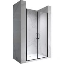 Duschtür 68-140 cm, schwarze Duschabtrennung aus 6 mm durchsichtigem esg Sicherheitsglas mit Nanobeschichtung Breite: 89-92 cm - Höhe: 180 cm