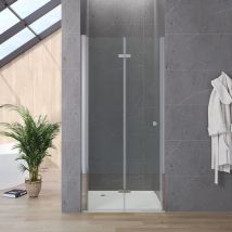 Duschtür Falttür Nischentür Duschabtrennung 2 Teilig Glas Duschwand Einscheiben-Sicherheitsglas, links und rechts montierbar, Türöffnung: Innen und