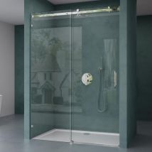 Duschtür Nischentür dusche Duschabtrennung Duschkabine Schiebetür 8mm esg in Klarglas mit nano 4-Punktbefestigung BxH: 125x195cm Teramo04-2 - Mai&mai